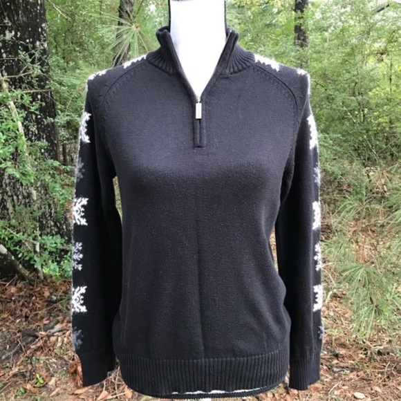 Eddie Bauer Black Snowflake Sweater - Picture 6 of 9